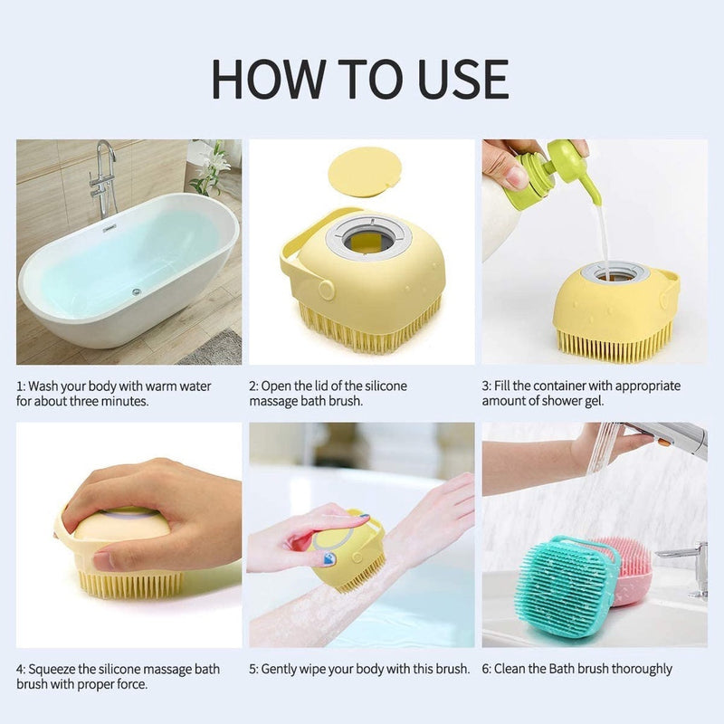Esponja De Silicone Para Banho Com Dispenser Shampoo Sabonete Escova Crianças Adultos e Pets