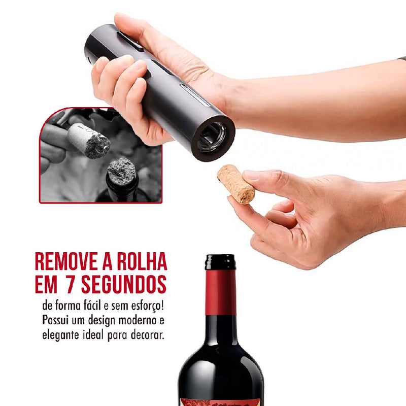 Abridor vinho garrafa saca rolha elétrico kit automático
