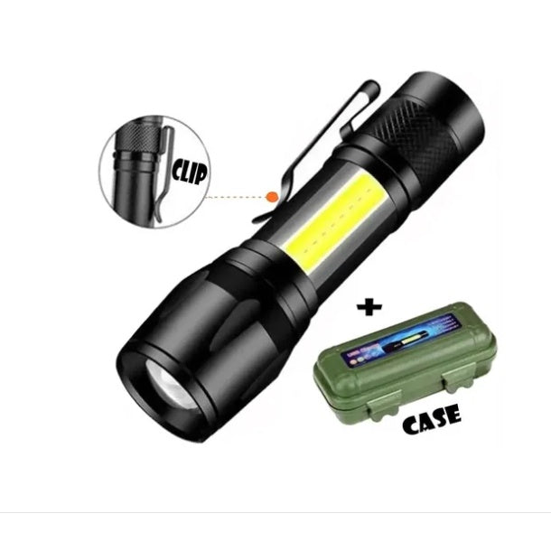 Mini Lanterna Tática Com Led E Zoom Recarregável
