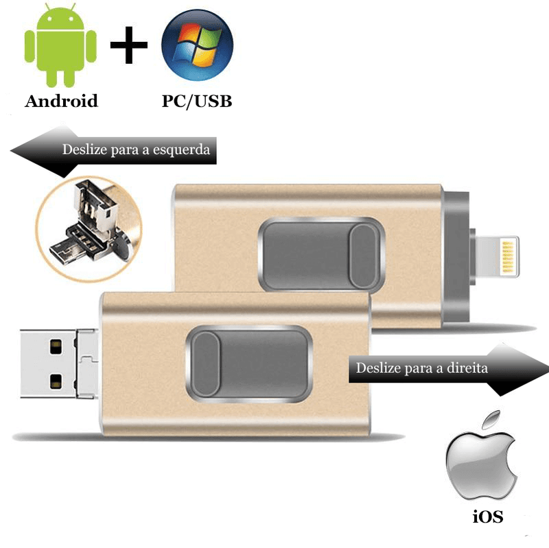 Pen Drive Para Celular 4 em 1 Phone Connect - iOS, Android e PC